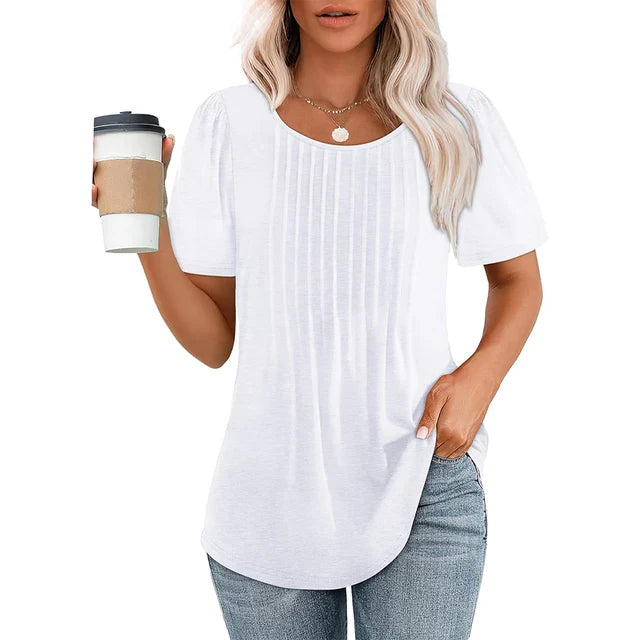 Serelle | Women’s Short Sleeve Top with a pleated front feature
