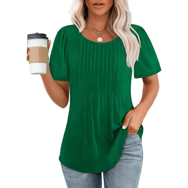 Serelle | Women’s Short Sleeve Top with a pleated front feature