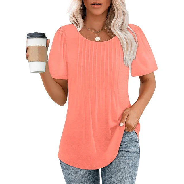 Serelle | Women’s Short Sleeve Top with a pleated front feature