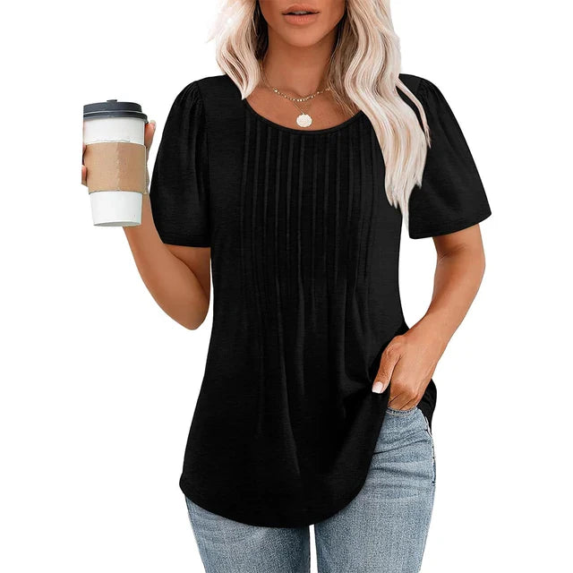 Serelle | Women’s Short Sleeve Top with a pleated front feature