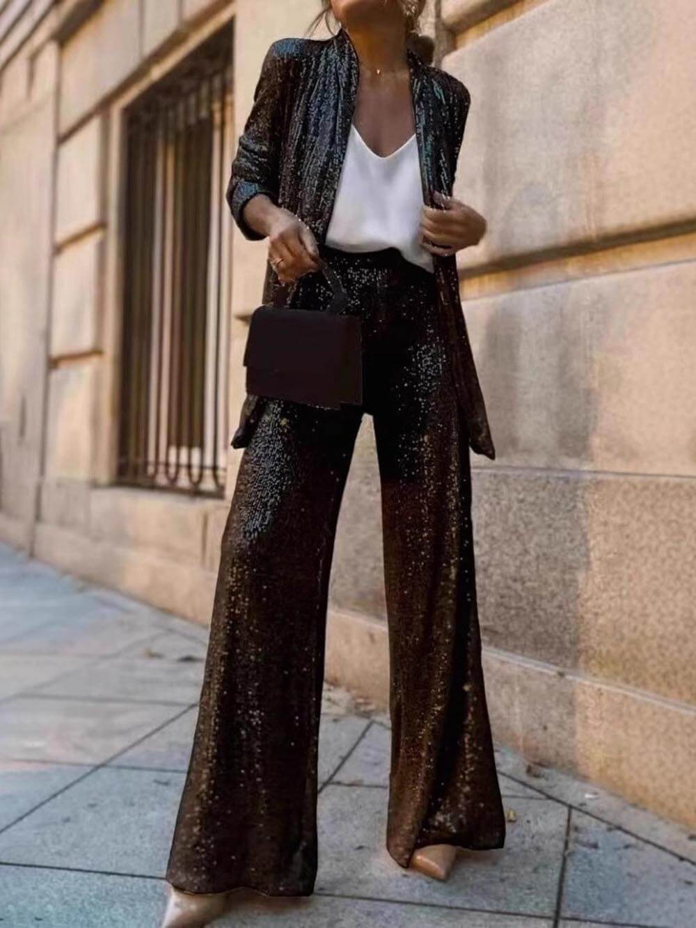 Veloura | Women’s Two-Piece Set featuring wide leg trousers