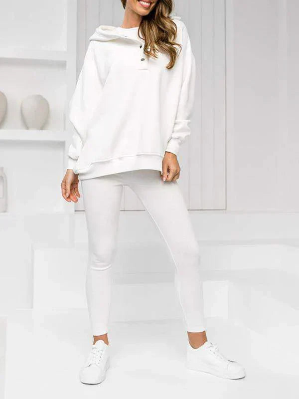 Elyraze | Women’s Two-Piece Lounge Set with buttoned neckline and slim-fit bottoms