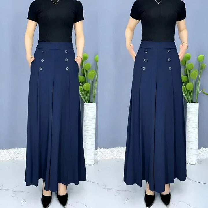 Ravellea | Women’s Wide-Leg Trousers with button detail and flowing design