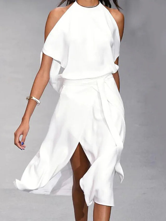 Marisol | Women’s Midi Dress in a Elegant Draped Finish