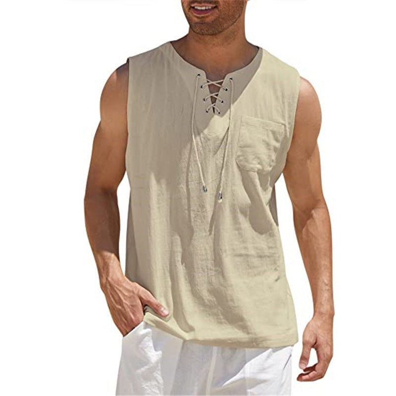 Zenviro | Men’s Sleeveless Top featuring lace-up neckline