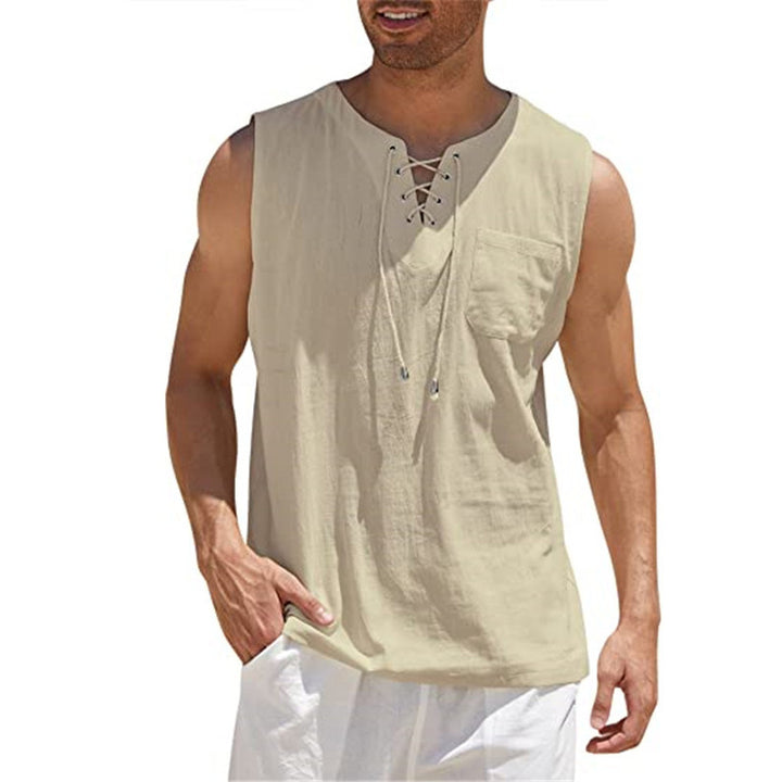 Zenviro | Men’s Sleeveless Top featuring lace-up neckline