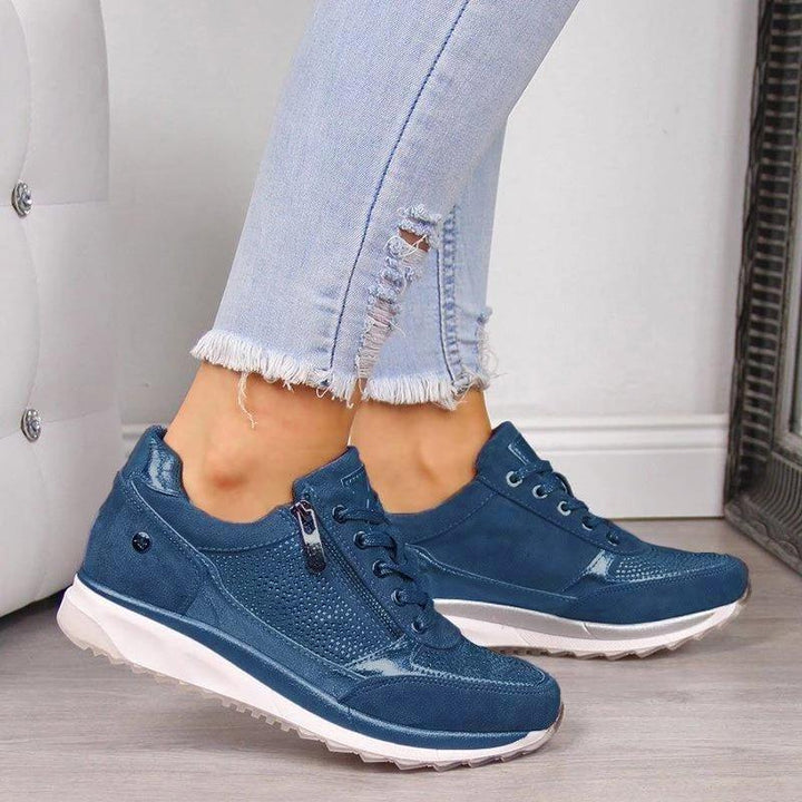 Velnira | Women’s Lace-Up Trainers with side zip and streamlined low-top style