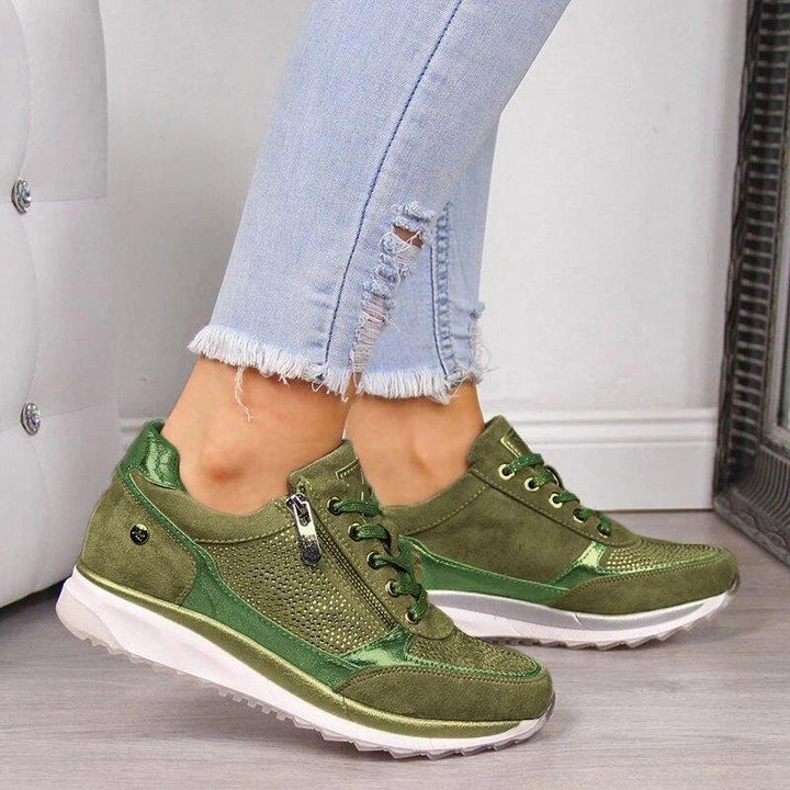 Velnira | Women’s Lace-Up Trainers with side zip and streamlined low-top style