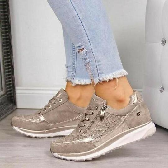 Velnira | Women’s Lace-Up Trainers with side zip and streamlined low-top style