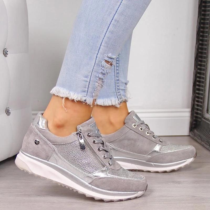 Velnira | Women’s Lace-Up Trainers with side zip and streamlined low-top style