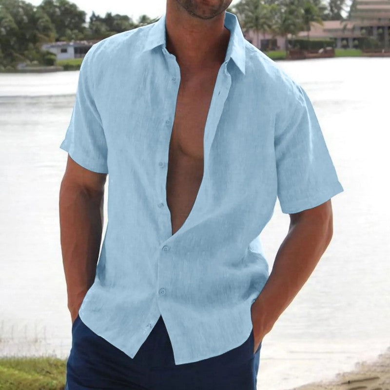 Selvaron | Men’s Short Sleeve Shirt with easy-wear open-front piece