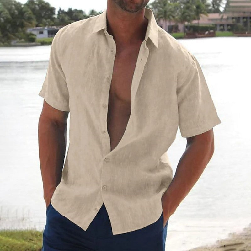 Selvaron | Men’s Short Sleeve Shirt with easy-wear open-front piece