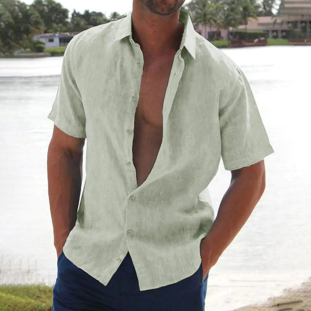 Selvaron | Men’s Short Sleeve Shirt with easy-wear open-front piece
