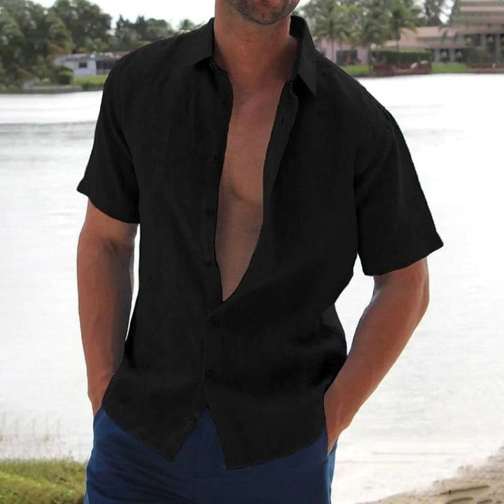 Selvaron | Men’s Short Sleeve Shirt with easy-wear open-front piece