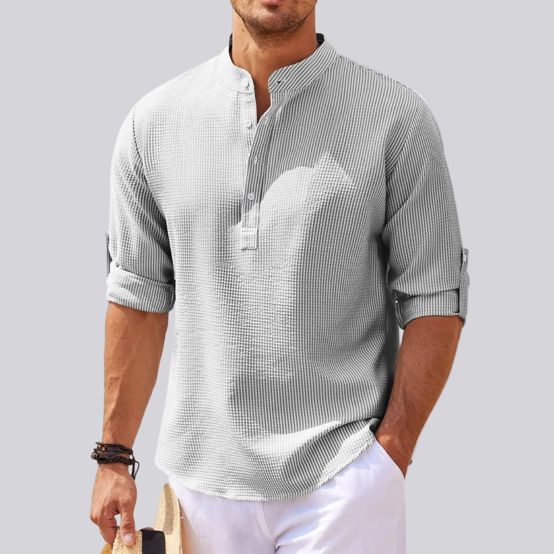 Dario | Men’s Relaxed Shirt with Button Neck Detail