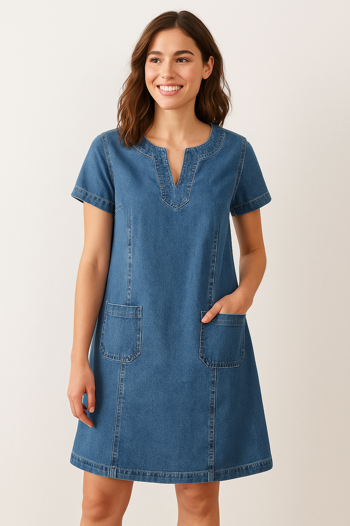 Tarelle | Women’s Short Sleeve Dress with front pocket touch