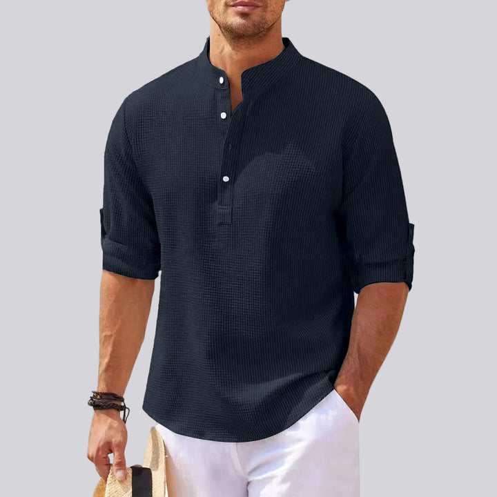 Dario | Men’s Relaxed Shirt with Button Neck Detail