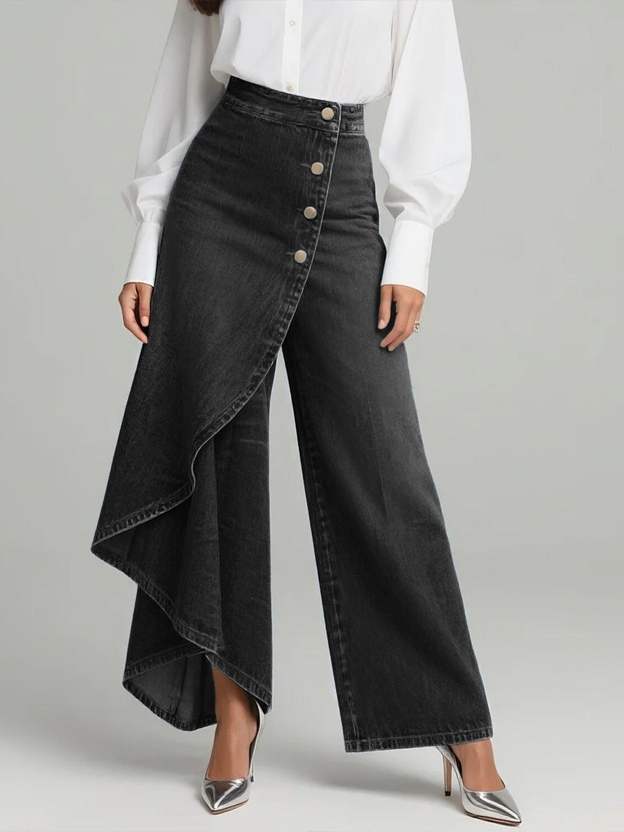 Drelina | Women’s Wrap-Front Trousers with asymmetric panel and wide-leg cut