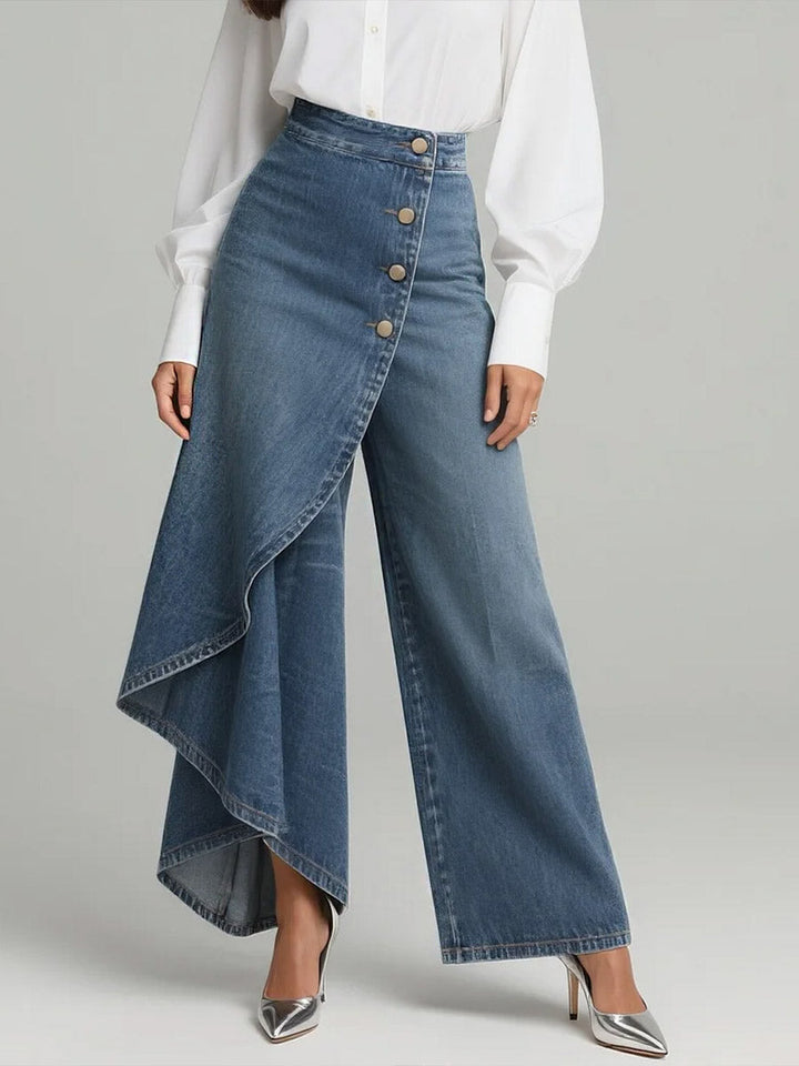 Drelina | Women’s Wrap-Front Trousers with asymmetric panel and wide-leg cut