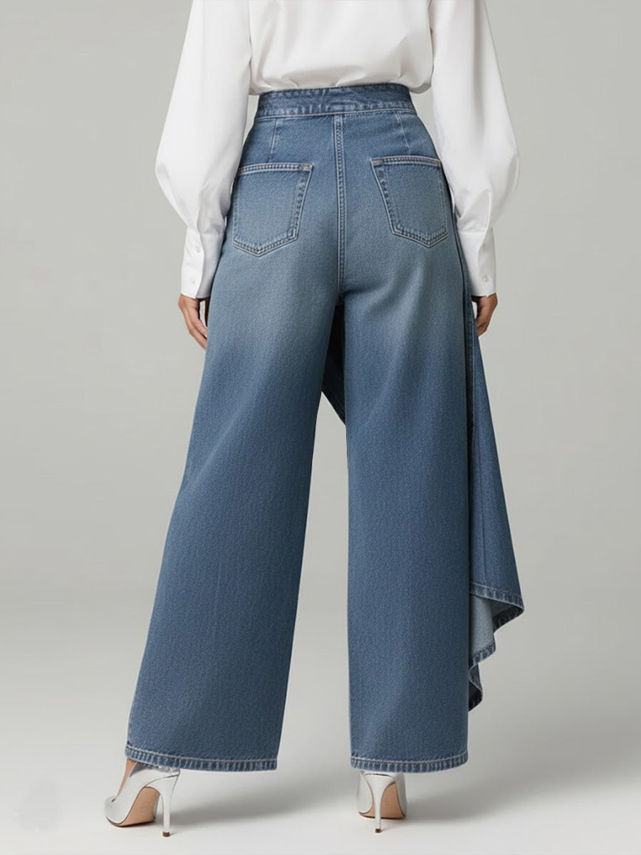 Drelina | Women’s Wrap-Front Trousers with asymmetric panel and wide-leg cut