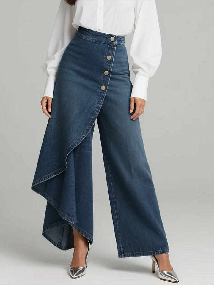 Drelina | Women’s Wrap-Front Trousers with asymmetric panel and wide-leg cut