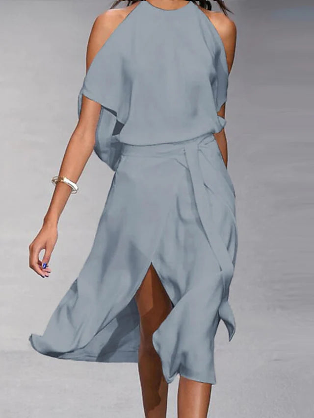 Marisol | Women’s Midi Dress in a Elegant Draped Finish