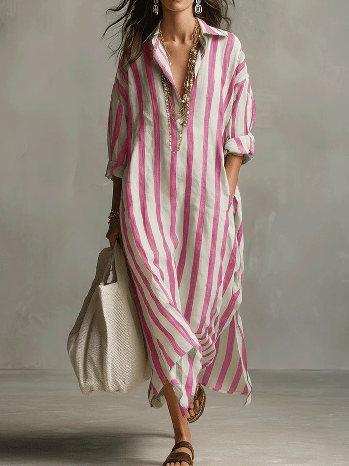 Maren | Women’s Shirt Dress featuring Vertical Stripes