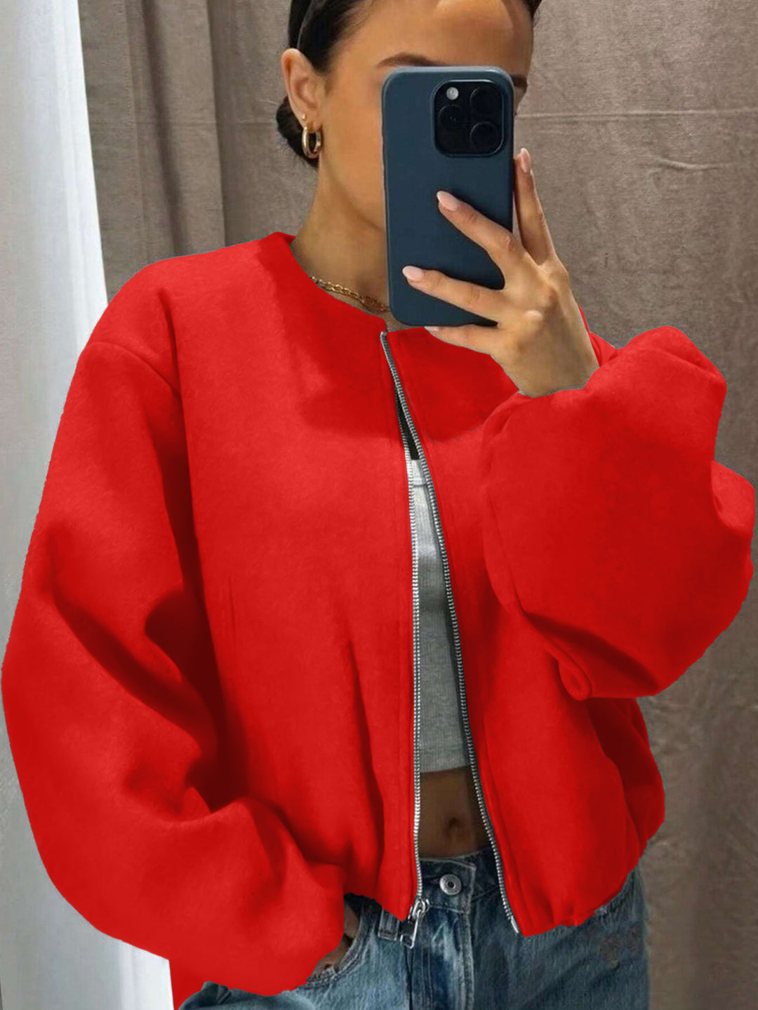 Zorelia | Women’s Cropped Jacket with zip-up front and relaxed sleeves