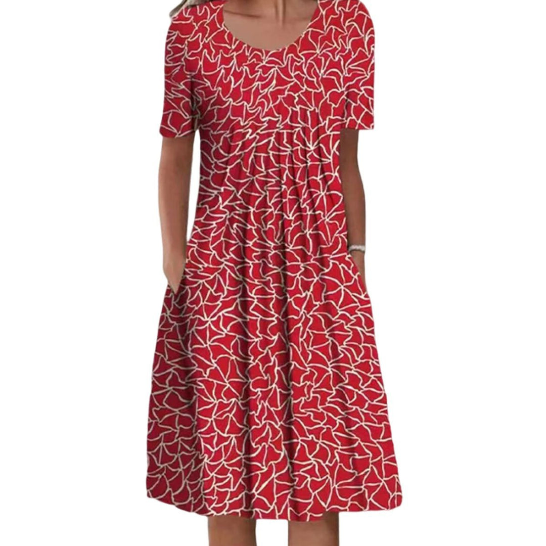 Melira | Women’s Floral Dress with Round Neck and Short Sleeves