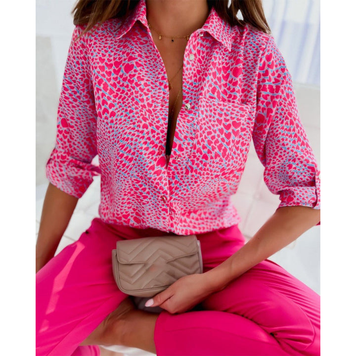 Lorena | Women’s Printed Button Up Shirt with Relaxed Collar Detail