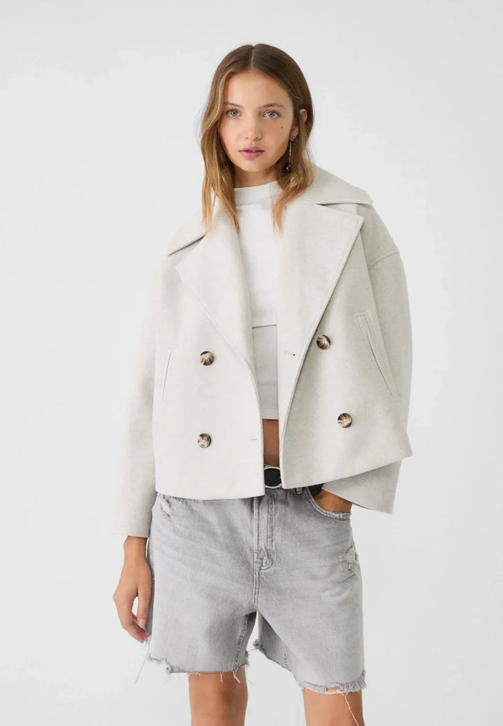 Aveline | Women’s Cropped Coat with Double-Breasted Front