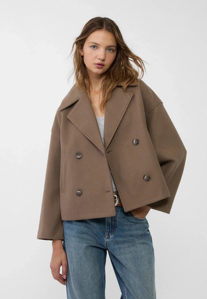 Aveline | Women’s Cropped Coat with Double-Breasted Front