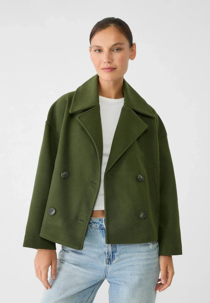 Aveline | Women’s Cropped Coat with Double-Breasted Front