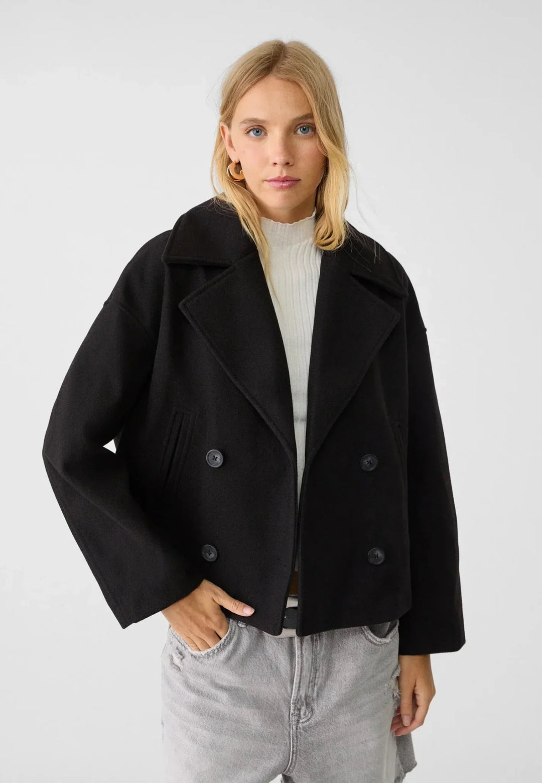 Aveline | Women’s Cropped Coat with Double-Breasted Front