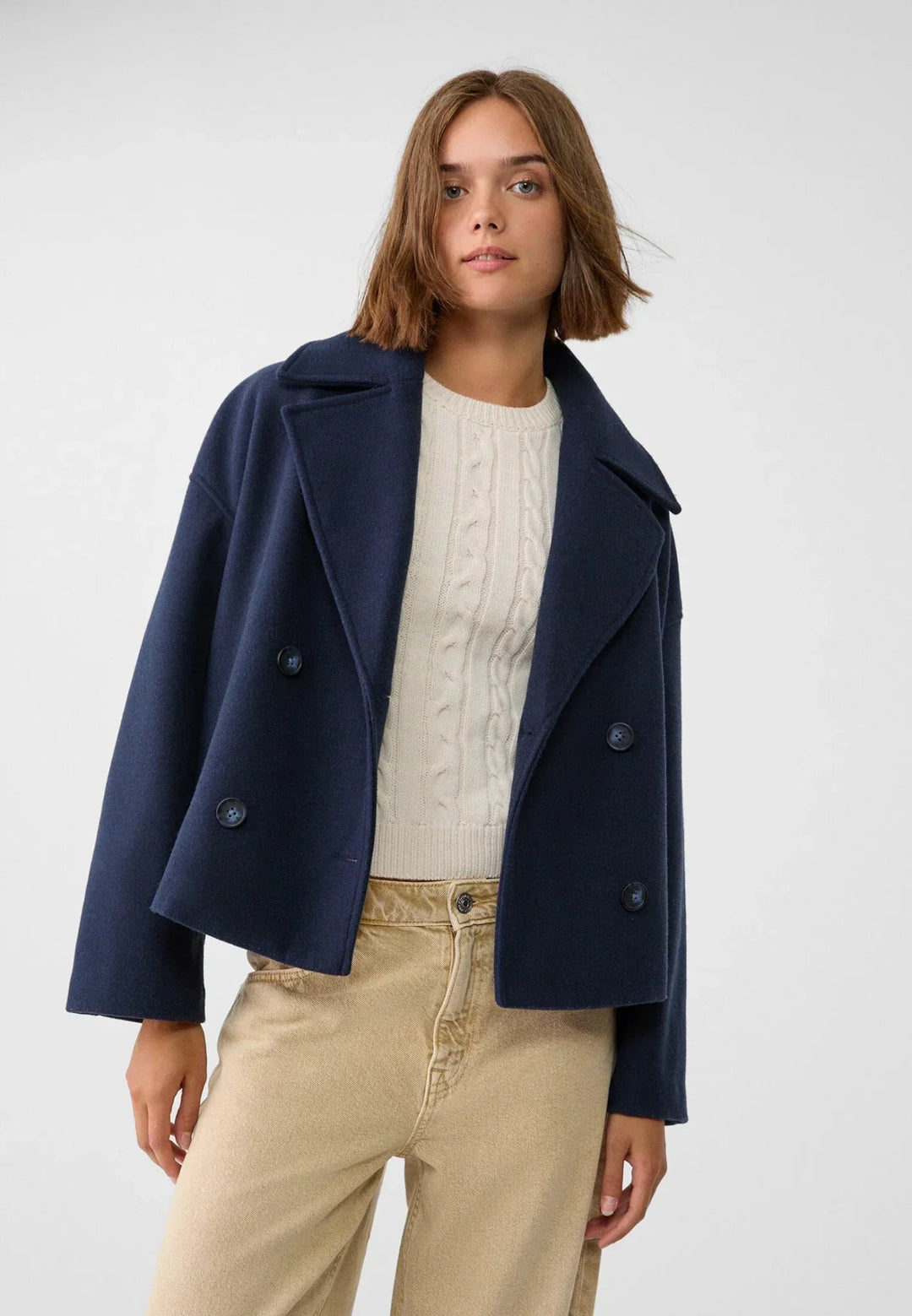 Aveline | Women’s Cropped Coat with Double-Breasted Front
