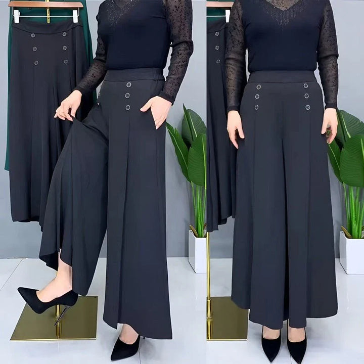 Ravellea | Women’s Wide-Leg Trousers with button detail and flowing design