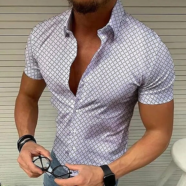 Cavro | Men’s Slim Fit Shirt featuring Micro Pattern