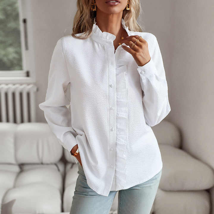 Noa | Women’s Blouse with Ruffle Front Detail