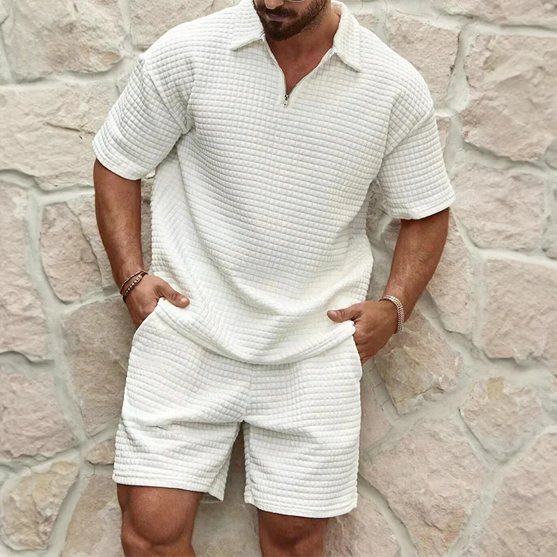 Orren | Men’s Two-Piece Set featuring zip polo and drawstring shorts