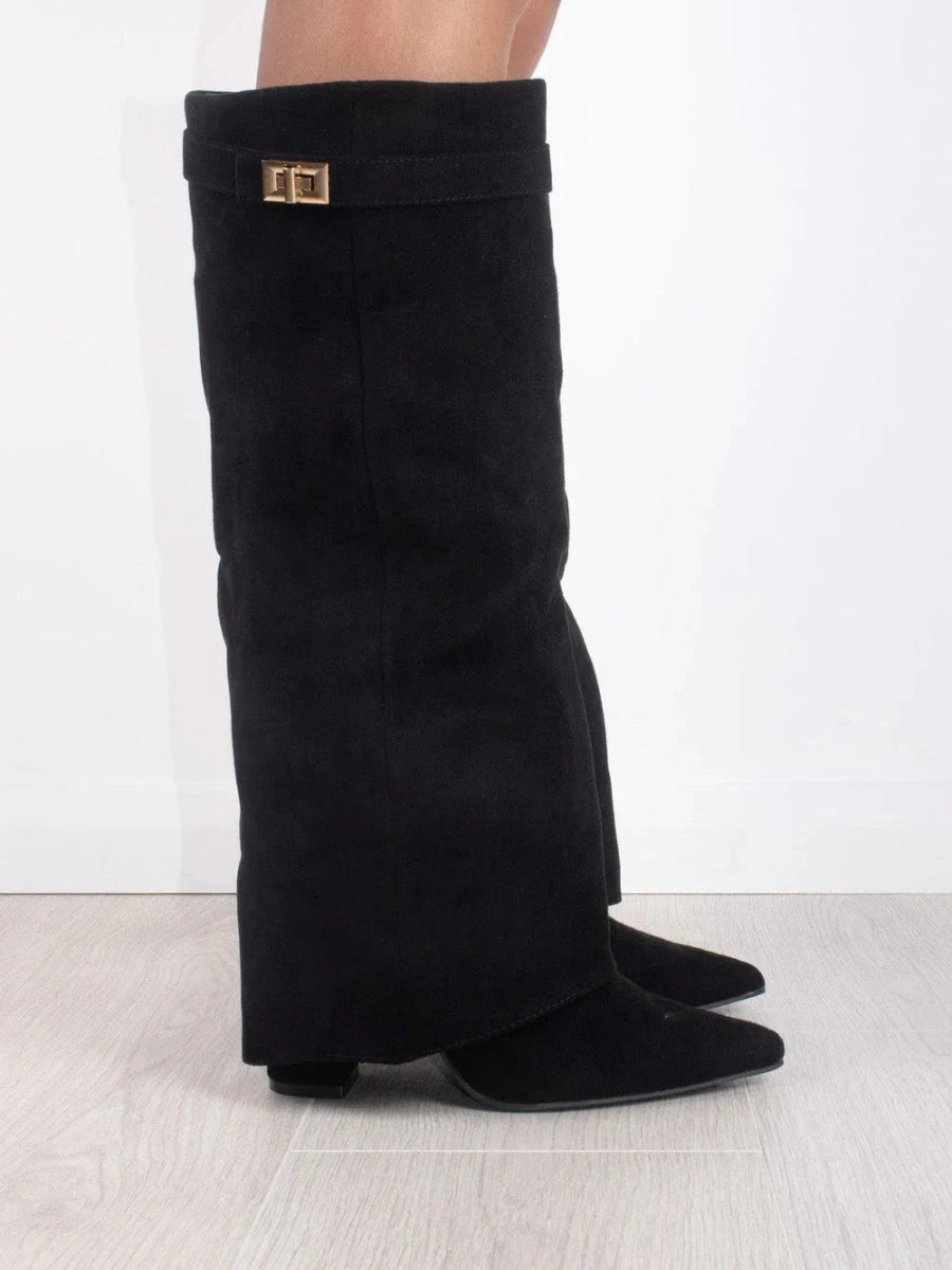 Camden | Women’s Tall Black Boots with Buckle Detail
