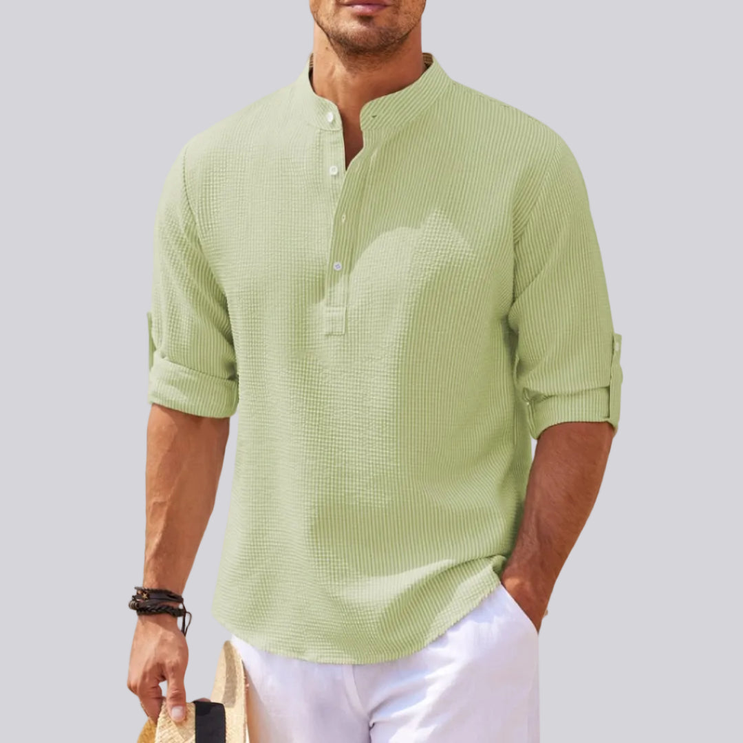 Dario | Men’s Relaxed Shirt with Button Neck Detail