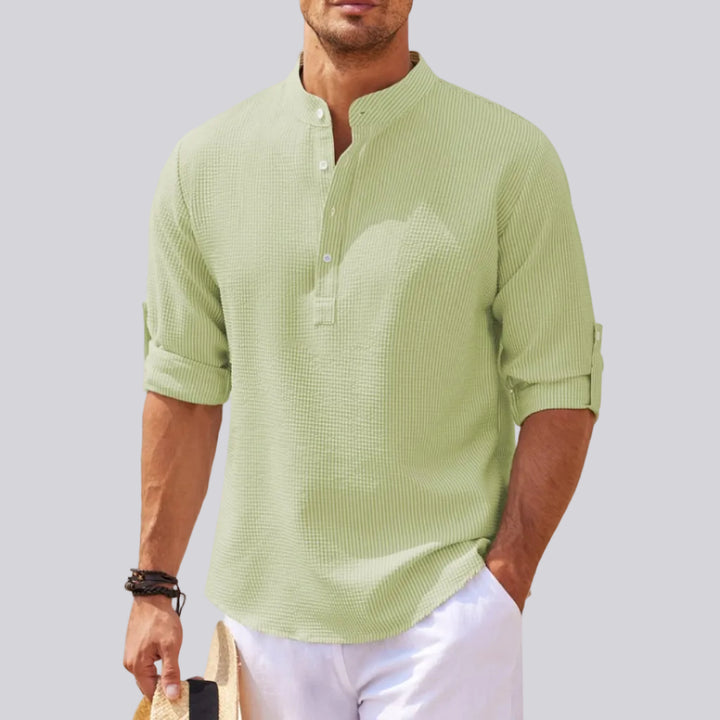 Dario | Men’s Relaxed Shirt with Button Neck Detail